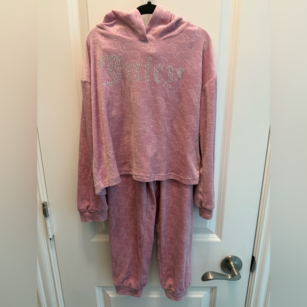 Juicy Couture Girls Light Pink Velour Hoodie Set